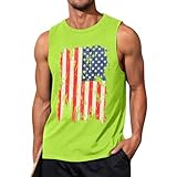 Ymosrh Mens Tops Summer Fashion, Graphic Print Sleeveless Crew Neck Athletic Muscle Tee Shirts Gym Workout Men Large Tops for Man Tank T-Shirts (L, Fluorescent Green)