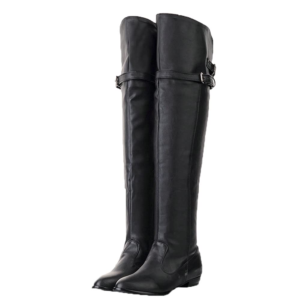 Shinelly Women Knee High Riding Boots Flat Over the Knee High Boots Low Heel