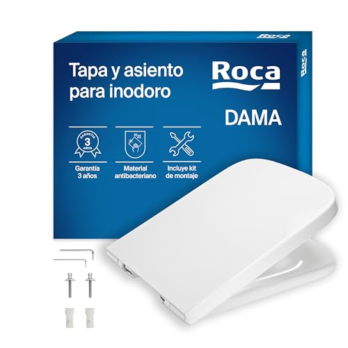 Roca Dama - Tapa y asiento de Supralit para inodoro, tapadera de WC original con ajuste perfecto, recambio de tapa de váter resistente, blanco, A801780004