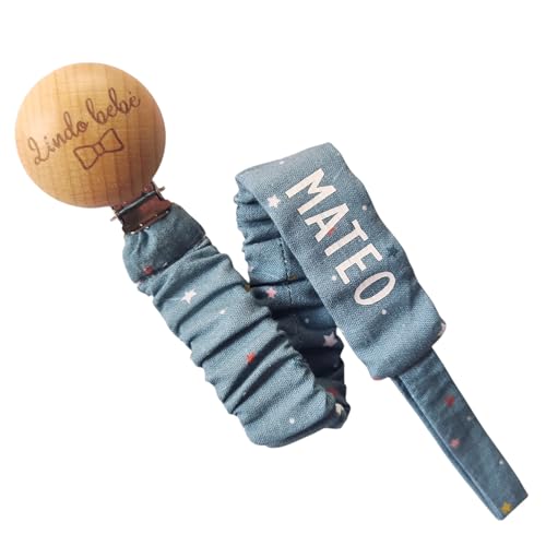 Lindo Bebé- Chupetero Personalizado diseño exclusivo y único | Con nombre del bebé | Regalo recien nacido, babyshower,... | Sujetachupetes, cadena para chupete