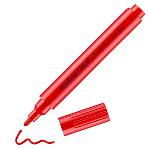 edding 366 whiteboard marker   red   1 slim whiteboard pen   round nib 1 mm   dry wipeable   for whiteboards, glass, magnetic and memo boards