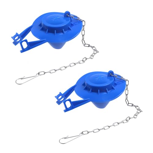 KUMGROT 2 Pcs Blue Universal Toilet Stopper Flapper Tank Flusher Replacement Kit Soft Durable PVC Toilet Flappers with Stainless Steel Chain, 3
