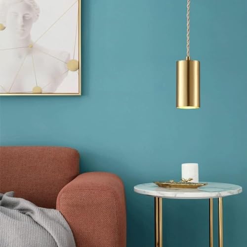 Éclairage suspendu industriel longue lampe de petite taille dorée en laiton