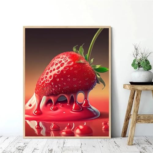 Affiche fruits fraises abstraite pour décorer une cuisine moderne ou un salon branché 70x100cm