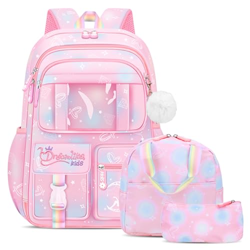 Cartable enfant scolaire rose Amythe 3 pièces de 26L pour fille en primaire CP CE CM