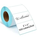 Étiquettes thermiques rectangulaires 76 x 50 mm en rouleau d'étiquettes d'expédition transparentes imprimables étanches pour code QR Logo Bureau Entrepôt Livraison 1 rouleau / 500 pièces