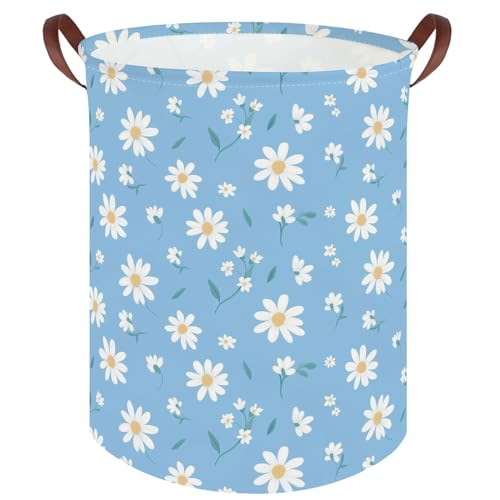 Image of Daisy hamper,Blue flower Laundry Basket,Baby Nursery Hamper,Waterproof foldable girls toy storage box,Dirty Clothes Hampers,Flower house decor(Daisy)