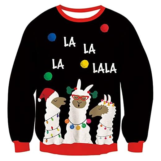 Loveternal Jersey Navideño para Niños Sudadera De Alpaca Regalo Camisetas De Manga Larga para Niños Tops Cuello Redondo Sudaderas con Capucha Suéter Edad 9-10 Años,M