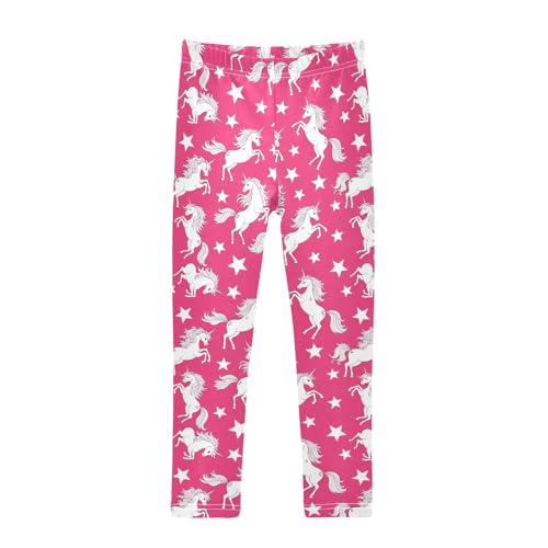 Girls Leggings Size 4T Unicorns Rose Red Yoga Stretchy Pants Comfortable Girl Clothes for Dance Running