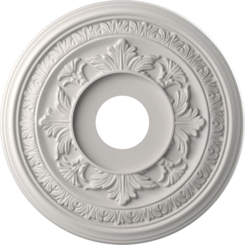 Image of Ekena Millwork CMP16BAGBW Baltimore Thermoformed PVC Ceiling Medallion (Fits Canopies up to 6 1 /2 inch), 16 inchOD x 3 1 /2 inchID x 1 inchP, UltraCover Satin Blossom White
