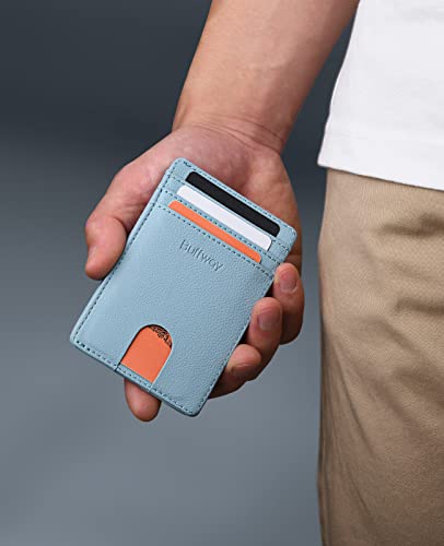 Image of Buffway Mens Slim Wallet, Minimalist Thin Front Pocket Leather Credit Card Holder with RFID Blocking for Work Travel | Minimalist