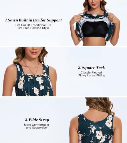 Image of Camisoles for Women with Built in Bra Adjustable Strap Tank Tops Cami Sleeveless Summer Tops for Workout Sleeping Traveling