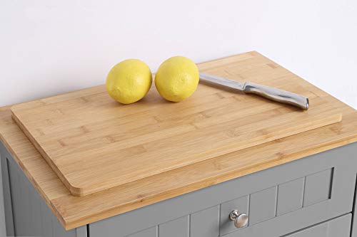Northwood Calliger Tilt Out Free Standing Kitchen Trash or Recycling Cabinet with Drawer, Removable Bamboo Cutting Board (Gray)