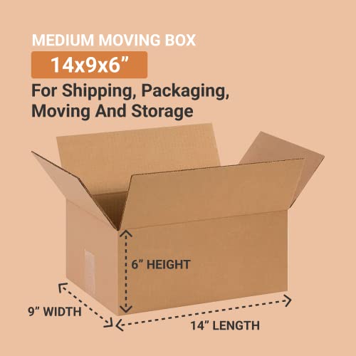 Image of BOX USA Shipping Boxes Medium 14 inchL x 9 inchW x 6 inchH, 25-Pack | Corrugated Cardboard Box for Packing, Moving and Storage 14x9x6