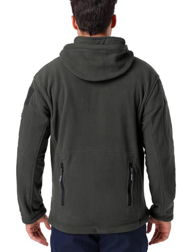 CARWORNIC Men's Military Tactical Fleece Jacket Warm Multi-Pockets Outdoor Hooded Coat3