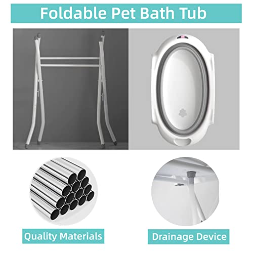 Nisorpa Estação de lavagem portátil para cães – Banheira dobrável para cães de 82 cm de altura para