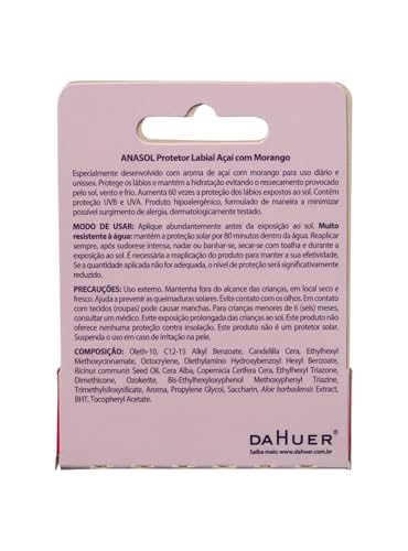 Protetor Solar Labial FPS 60 Açaí com Morango 5g - Anasol