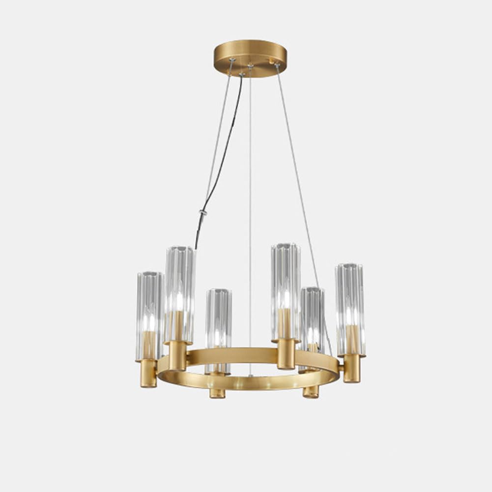 Lustre de luxe moderne en cuivre doré 6 têtes E14 pour salon élégant