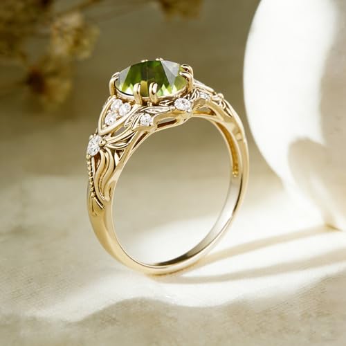 Image of Gemstone Vintage Rings for Women s925 Sterling Silver Round Cut 1.0 Carat Gemstone with Moissanite Promise Engagement Anniversary Ring for Her