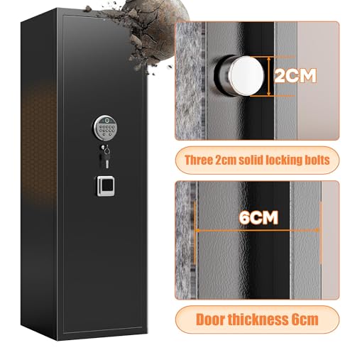 Gun Safe,Rifle Safe With Biometric Gun Safe,Heat-Resistant Heavy Duty Gun Safes,Large Safe No Assembly Required, Security Safe for Home with Adjustable Shelves,Black (51.97×11.81×11.02 inch) thumbnail 6