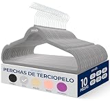 SereneLife Perchas Ropa, Terciopelo, 10 Piezas, Antideslizantes, Finas y Suaves,...