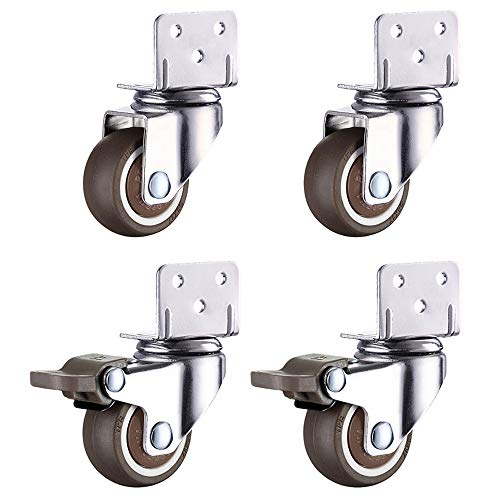 DDTP Ruedas de Ruedas Giratorias Ruedas de Ricino de Servicio Pesado con Frenos Muebles de Muebles Ruedas de Goma en Forma de L para Soportes de Flores Gabinetes Pequeños Cajones en Movimiento Cunas/2 Cover