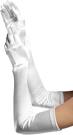 SACASUSA 23-inch Extra Long Satin Gloves - Bridal & Party Wear