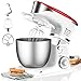 Robot kuchenny Scheffler 2000 W, robot kuchenny XL, maszyna do ciasta, 6 prędkości, 8 innych akcesoriów, w zestawie hak do ciasta, mieszadło płaskie, trzepaczka (5 l, czerwony i biały)