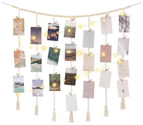 Guirlande lumineuse macramé et perles bois pour chambre ado - 2