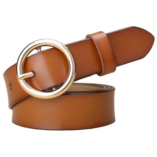 Women's Ladies Genuine Cow Hide Leather Waist Belt Buckle for Jeans Pants Casual Office Work Wear 1.1' and 1.5' Width