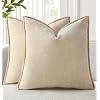 decorUhome Soft Chenille Throw Pillow Covers 18×18 Set of 2 Beige