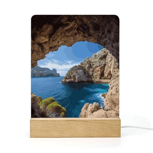 Ouyniei Arch in Mallorca España Luz nocturna personalizada Acrílico Decoración Lámparas de madera LED Display Pedestal Ideal Día de Acción de Gracias Navidad Regalo de cumpleaños