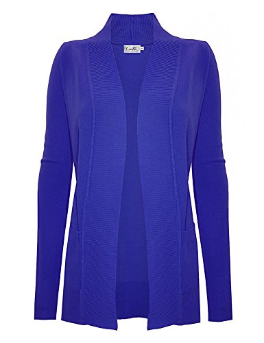 Image of Cielo Women's Solid Basic Open Front Pockets Knit Sweater Cardigan