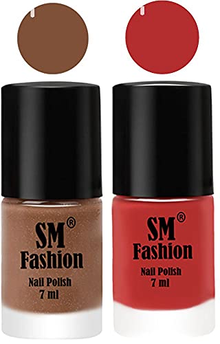 Image of Long Lasting Nail Polish | Nail Paint Combo 7 ml Each) - Set of 2 Tan-Coral Pink
