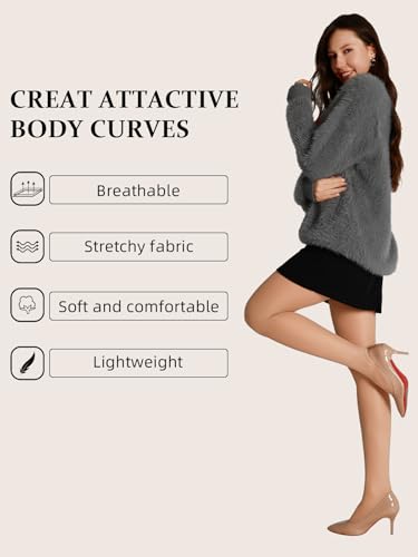 Image of 2 Pairs Control Top Pantyhose For Women - 40D Sheer Tights High Waist Tummy Control Support Stockings
