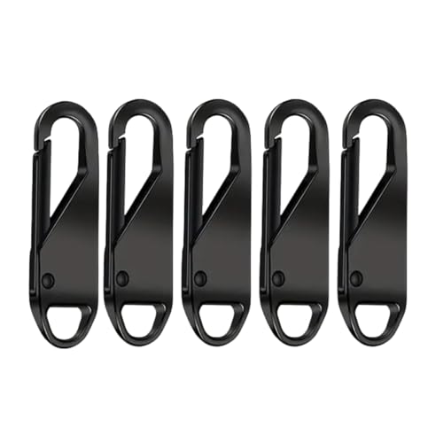 Kit 5 puxador de zíper de encaixar universal reparo rápido bolsas mochilas roupas (Preto)