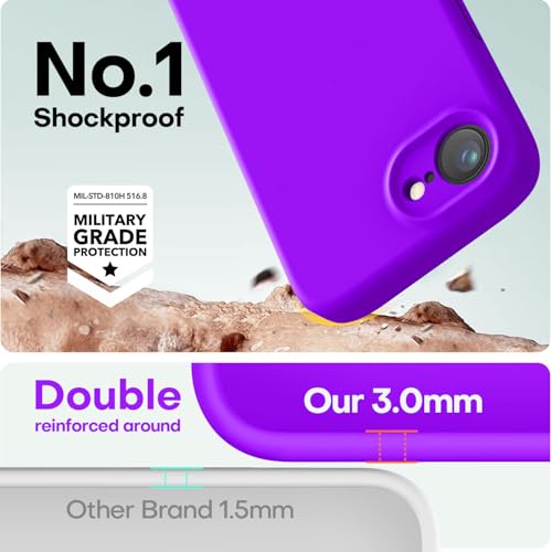 Image of LOVE 3000 Designed for iPhone 16e /17e Case, Premium Silicone with [Soft Anti-Scratch Microfiber Lining] Shockproof Protective Phone Case for Men Women Girls 6.1 inch, Neon Purple