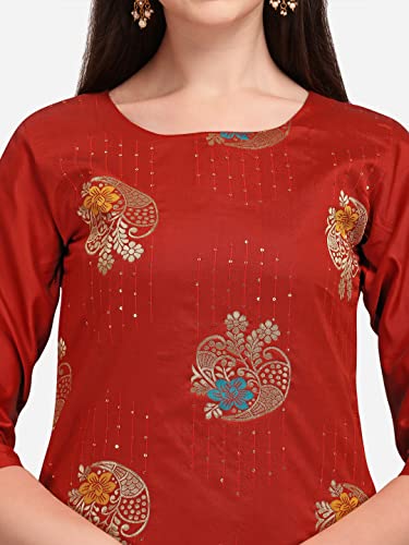 Image of VredeVogel Cotton Silk Blend Straight Embroidery Kurta Pant and Dupatta Set for Women