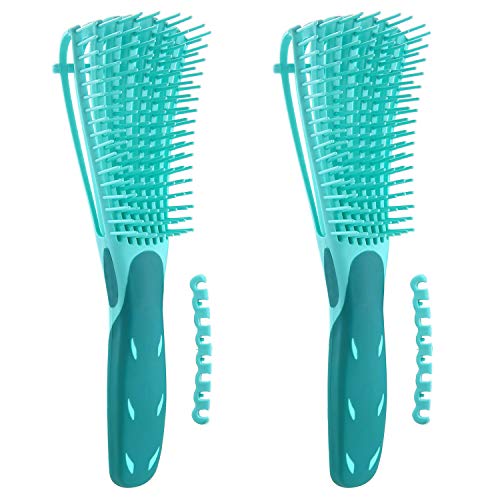 Keador Detangling Brush for Curly Hair, 2 Pack Detangling Brush for Afro America 3a to 4c Kinky Wavy, Curly, Coily Hair, Knots Detangler Easy to Clean (Green)