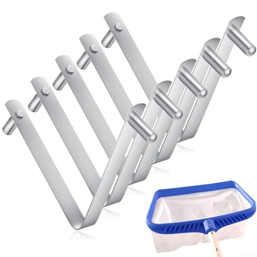 Lot de 5 clips en acier inoxydable pour poteau de piscine en forme de V pour brosse de piscine et spa Compatible avec poteaux standard de 3 à 8 cm de diamètre