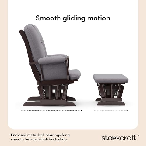 Image of Storkcraft Tuscany Glider & Ottoman with Lumbar Pillow, Espresso /Gray Swirl