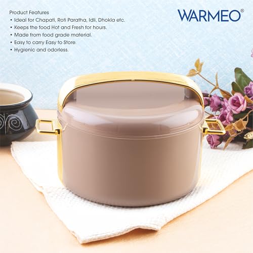 Image of WARMEO Majestic Inner Stainless Steel Casserole Set of 3 (800ml, 1200ml, 2100ml), Brown | PU Insulated | BPA Free | Food Grade | Easy to Carry | Easy to Store | Chapati | Roti | Curd Maker