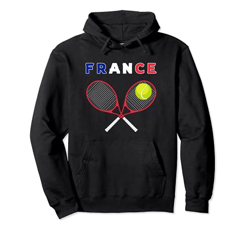 France Flag Tennis Ball Racket / Sports Fans Players / Pullover Hoodie, Black