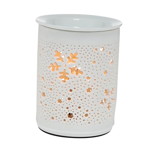 HAWILLOSCH Lámpara De Fragancia Hogar Enchufable Redonda, Cerámica Luz Nocturna Cálida, Calentador Eléctrico De Cera para Aromaterapia, Ambiente Relajante Casa