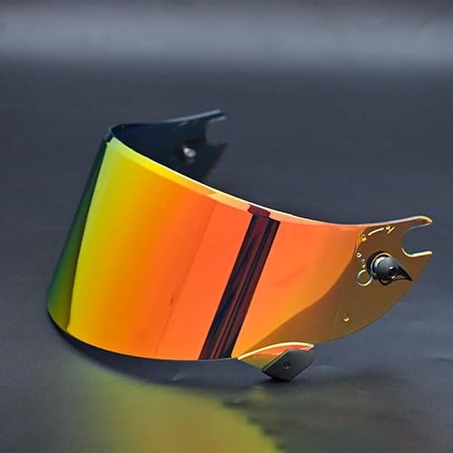 ヘルメットバイザーレンズ, バイクヘルメットバイザー UVカット PCバイザーレンズ レースRプロGPモデル スモークダーク シャーク レースRプロGP用交換バイザー(Red Gold)