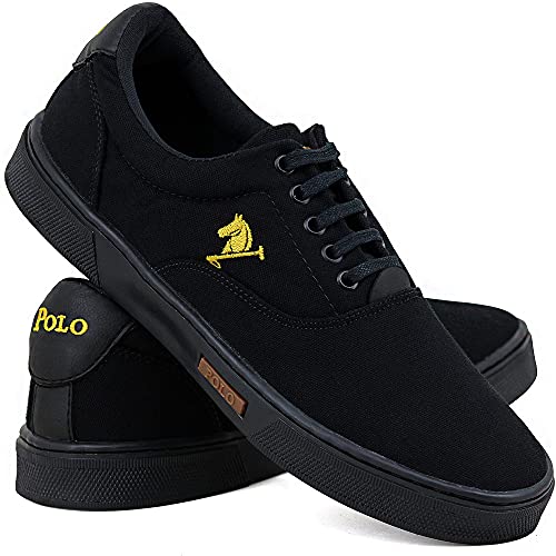 Tênis Masculino Polo Joy Casual Em Lona - Preto Preto - 37