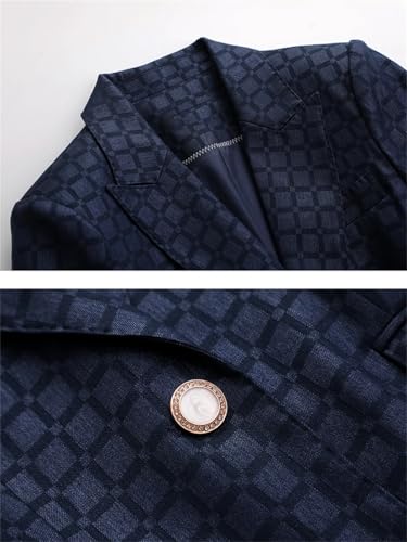 Women Plaid Blazer Casual Jacket Winter Long Sleeve Office Lady Coat3