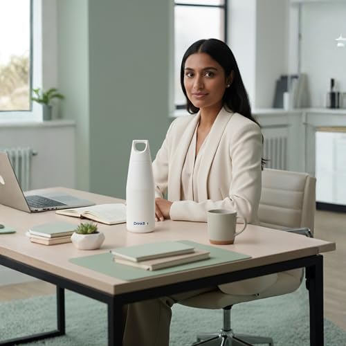 Image of Myst - Double Wall Stainless Steel Water Bottle | Vacuum Insulated | Hot & Cold | Leakproof & Durable | (White, 580 ml)