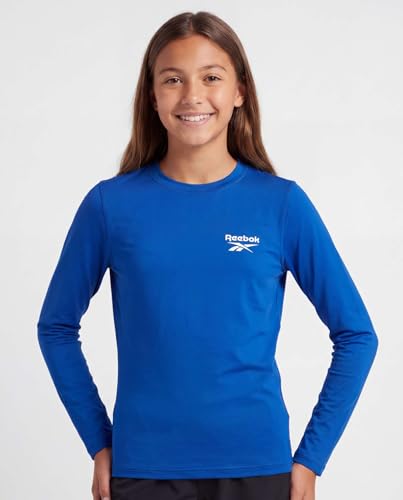 Image of Reebok 3 Pack: Girls' Long Sleeve Rashguard Swim Shirt, UPF Sun Protection Rasghguard Swimsuit for Kids Teens Tweens