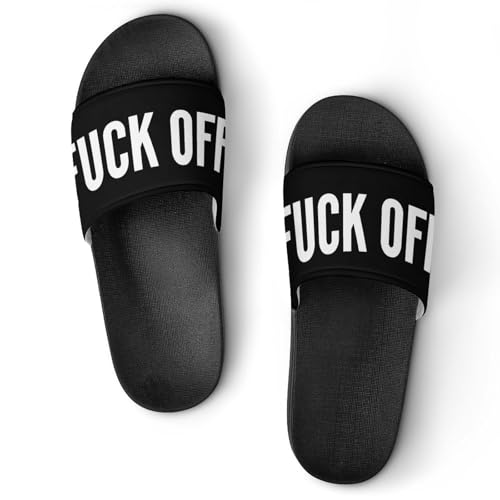 Fuck Off Funny Slide Sandals Non-Slip PVC Shower Slipper House Shoes Open Toe Slippers for Adult 43 (265mm)